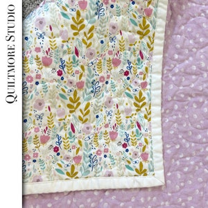 Homemade baby quilt for sale handmade baby patchwork quilt lavender crib quilt for nursery with floral print
