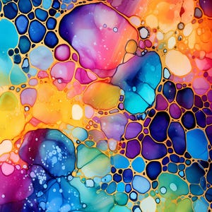 Abstract Fabric Panel Alcohol Ink Brilliant Rainbow Water Colors for Quilting Sewing Crafting DIY Home Decor Project Cotton Accessories