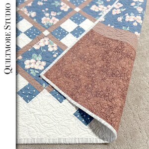 Handgemachte traditioneller Quilt-Topper aus blau/weißer Baumwolle für Stuhl, Bett, Runde Quilt Couchdecke Landhausdekor 9 Patch Quilt Block