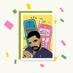 Cartão de felicitações Drake - Cartão Yassified Drake - Champagne Papi - Cartão Drake - Cartão Drake para ela - Nokia - Partynextdoor - feliz aniversário