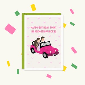 Cartão Princesa Passageira - Cartão Engraçado Para Ela - Cartão de Aniversário Princesa Passageira - Rainha Passageira - Cartões de Princesa - Cartões Engraçados de Carro