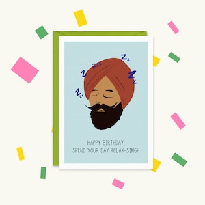 Funny Punjabi Birthday Card: Relax-Singh, Desi Card