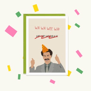 Tarjeta de felicitación de Borat - Tarjeta de celebración de Borat - Tarjeta divertida de Borat - Tarjeta de felicitación de comedia - Tarjeta de cumpleaños de Borat - Ali G - Tarjeta de Ali G