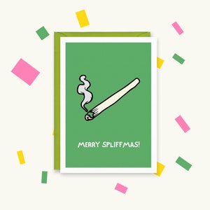 Merry Spliffmas - Tarjeta navideña - Tarjeta festiva - Spliffcard - Tarjeta divertida para Navidad - Tarjeta divertida de marihuana - Tarjeta para fumetas - Tarjeta de marihuana