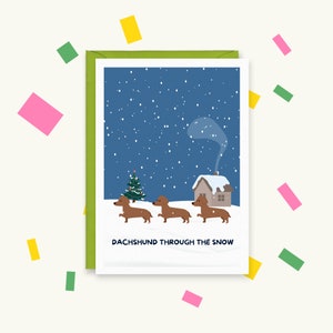 Dackel durch den Schnee - Dackel Liebhaber Karte - Dackel Weihnachtskarte - Lustige Dackel Karte - Dackel Karte - Dackel
