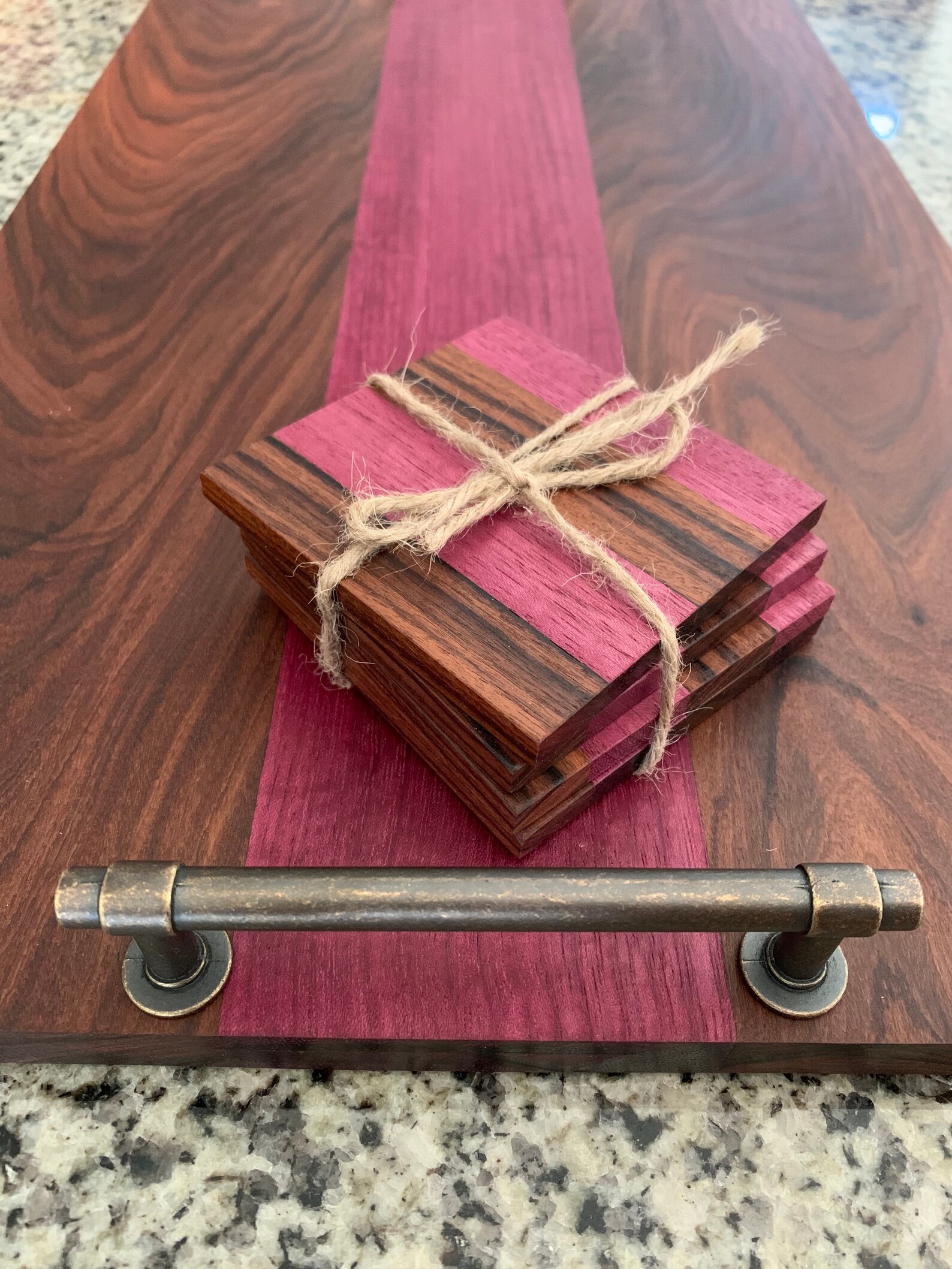 Exotic Hardwood Serving Tray w/ Optional Matching Coasters Etsy