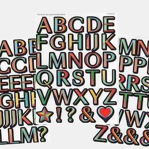 24 Sheets Large Letter Stickers,318PCS Self Adhesive Letters Stick on Vinyl  Letters Capital Waterproof Alphabet Stickers,2 Inch ABC and Number Sticker