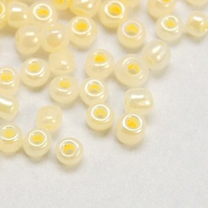 50g 2mm seed beads lemon yellow pearlised - Beautiful glass beads perfect for beading, crafts & jewellery making.