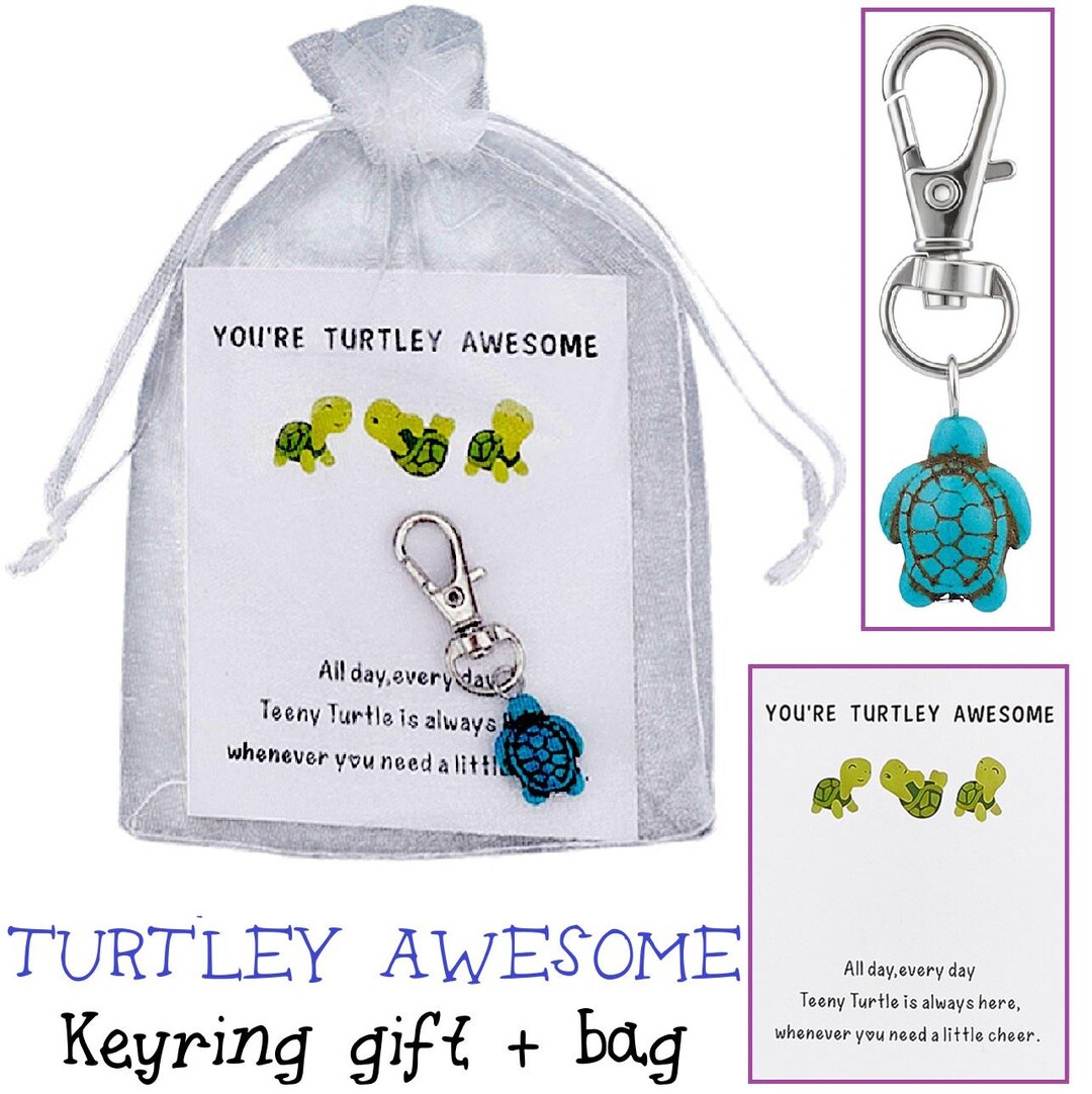 You're Turtley Awesome Teeny Turtle Keyring Gift - Imitation Howlite ...