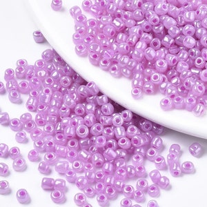 50g 4mm seed beads pearlised purple - Beautiful glass beads perfect for beading, crafts & jewellery making.