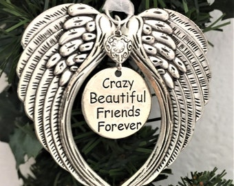 Crazy Beautiful Friends Forever, Schutzengel für einen Freund, Auto Rückspiegel Charm