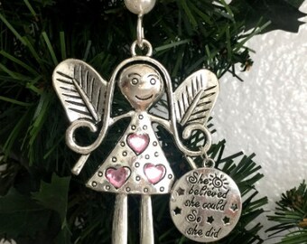 Believe Auto Mirror Guardian Angel Ornament