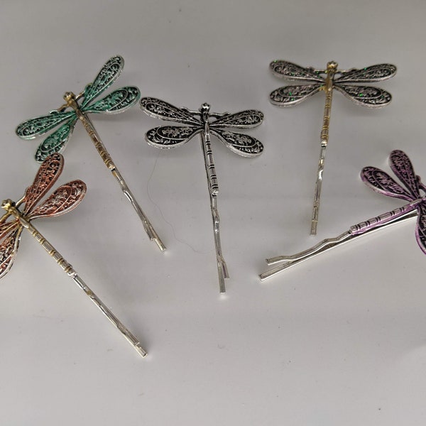 Dragonfly Hair pins (set of 5) handpainted