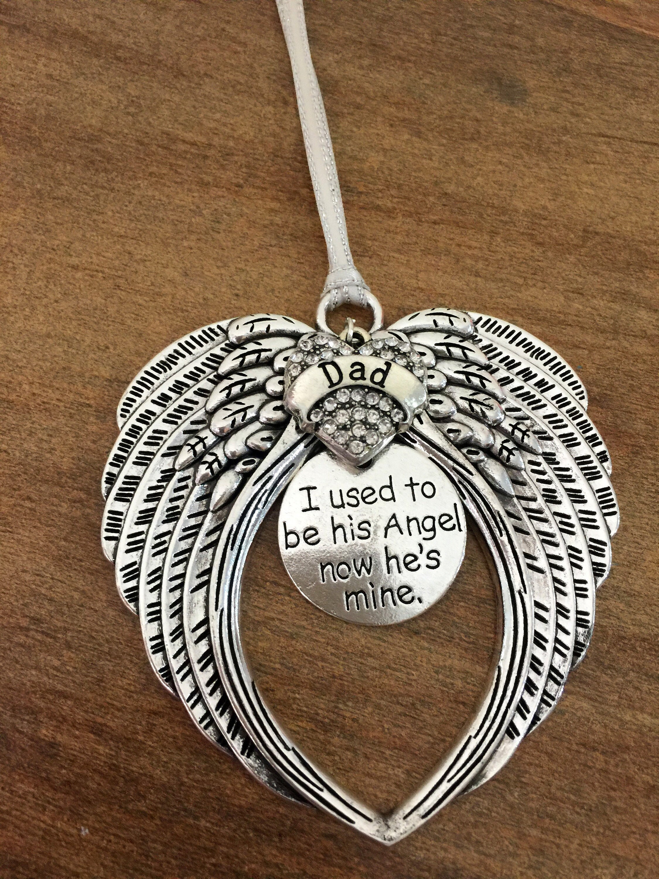 Genuine 925 Sterling Silver Father Daughter Angel Wings Memorial Charm - Fits European Snake Bracelets