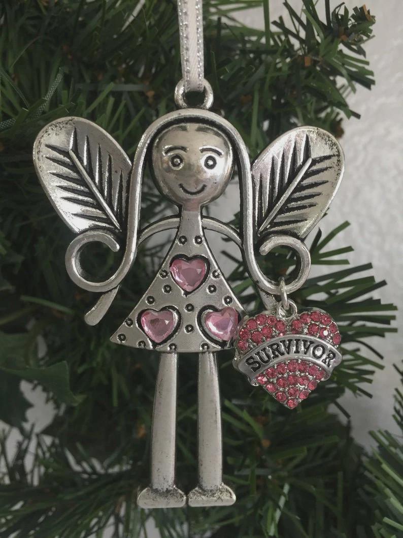 Rosa Herz Weihnachtsornament Für Brustkrebs-Überlebende – Inspirierendes Glas-Anhänger Als Bedeutungsvolles Geschenk