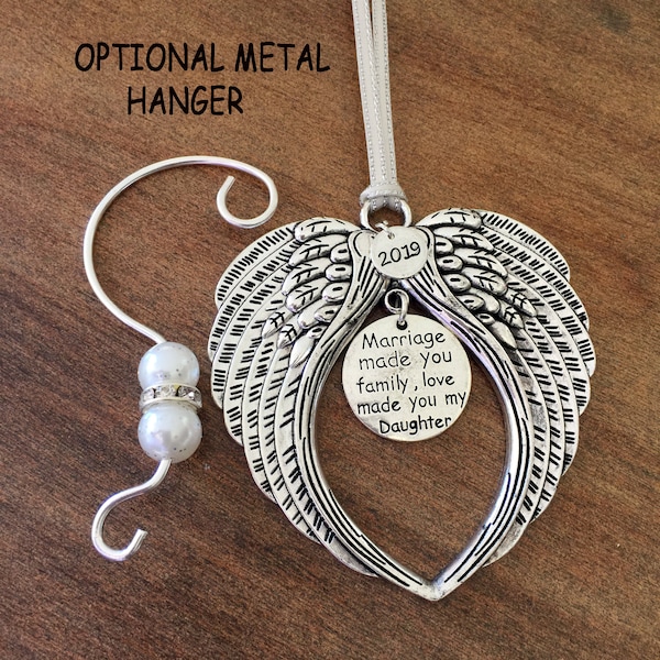 Daughter In Law Gift, Marriage Made You Family Love Made You My Daughter Ornament, New Daughter-in-Law Gift, Angel Wings