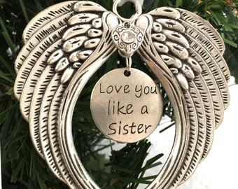Love You Like A Sister Christbaumschmuck, Weihnachtsschmuck Beste Freunde, Engel Weihnachtsschmuck
