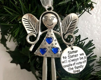 Schwester zu Schwester, die wir immer sein werden, ein paar Nüsse vom Stammbaum, Schwester zu Schwester Weihnachtsverzierung