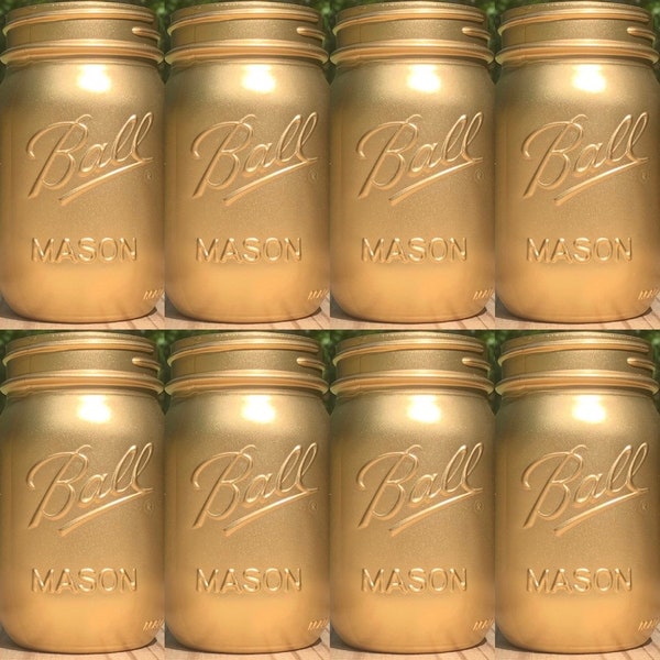 6 painted gold mason jars - mason jar decor - wedding vases - mason jar wedding table centerpieces - mason jar centerpiece - event décor