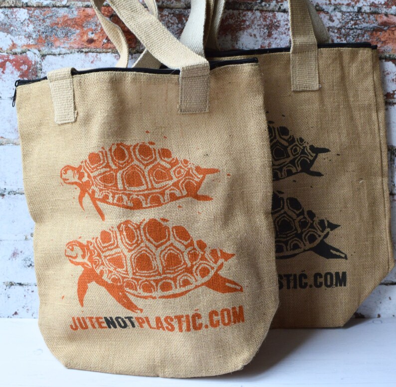 Jute Shoulder Bag Turtles EcoFriendly Bag for Life 100 Etsy