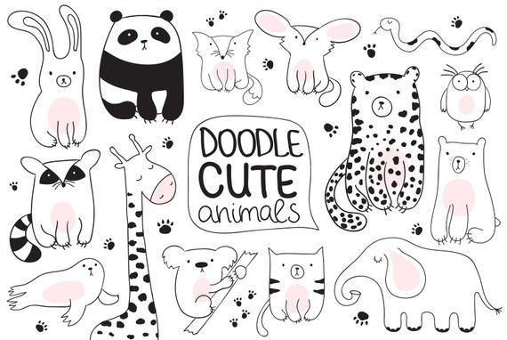 Download Baby Cute Animals Svg Line Art Svg Zoo Clipart Woodland Etsy