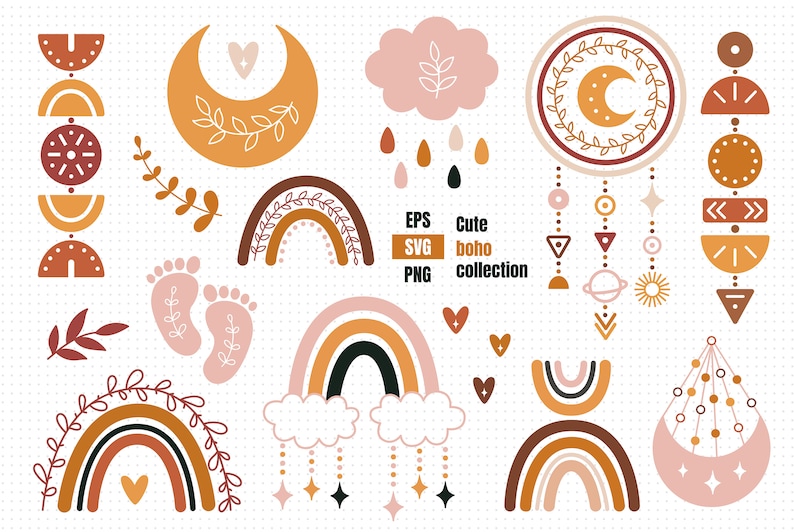 Download Boho arco iris svg Rainbow clipart Dream catcher svg Boho ...