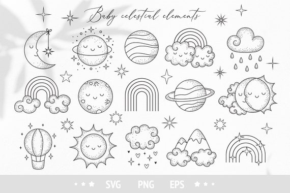 Cute Celestial Clipart Rainbow Svg Moon Clipart Star Etsy Cute Celestial Clipart Rainbow Svg Moon Clipart Star Etsy