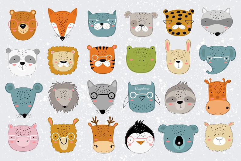 Download Animal head clipart Animal face svg Animal nursery art | Etsy