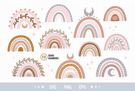 Download Boho Rainbow Svg Pastel Rainbow Clipart Rainbow Baby Etsy