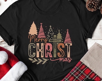 Merry Christmas Tree Shirt: Holiday Crew Tee Gift