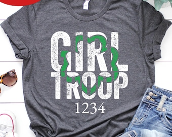 Girl Troop Custom Number T-shirt, Girl Squad Youth Toddler Vacation Shirts, Family Camping T-shirts
