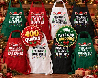 Most Likely To Christmas Apron, Matching Family Christmas Apron, Funny Christmas 2026 Kitchen Kids Apron