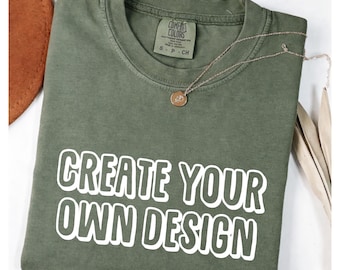 Custom Comfort Colors® T-Shirt, Personalized Text Cotton Tee, Create Your Own Adult Shirt, Family Photo Printing