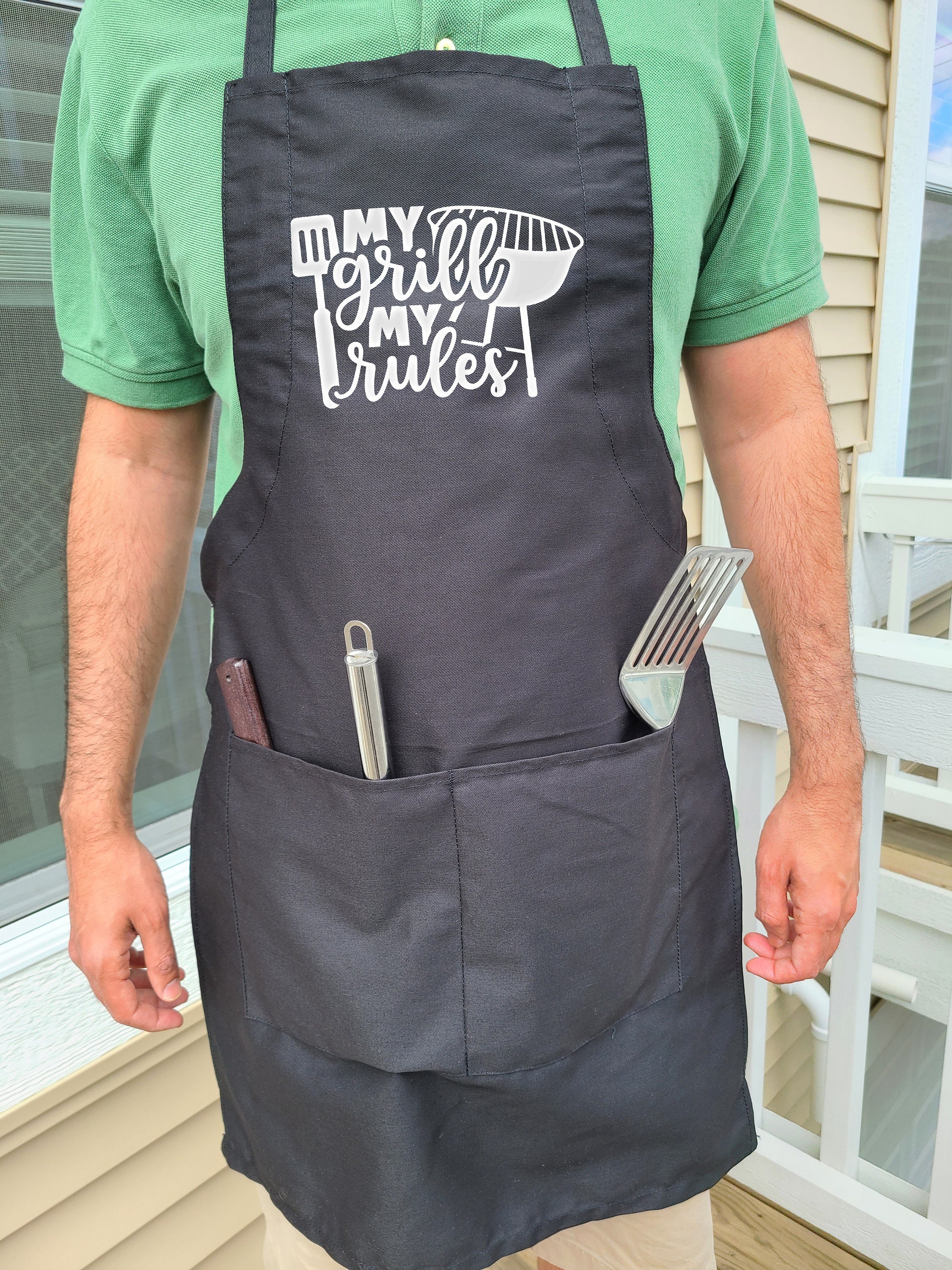 My Grill My Rules Grilling Apron Men's apron with two Etsy.de
