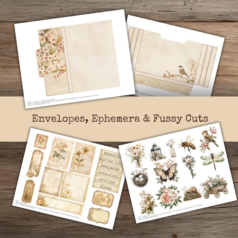 Spring Botanical Junk Journal Large Folio Kit Printable Vintage Garden ...