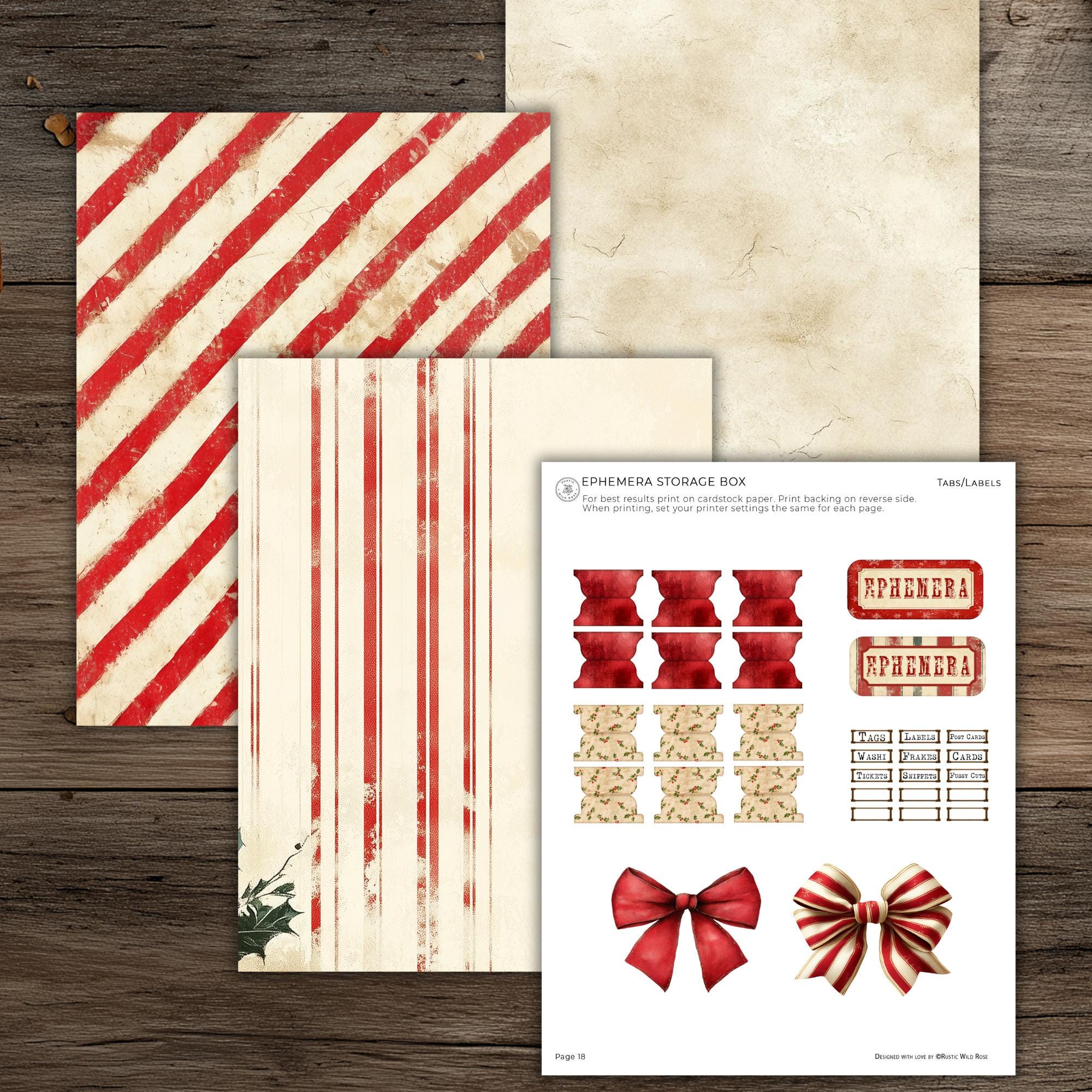 Junk Journal Kit Holiday | Vintage Christmas Ephemera Storage Box ...