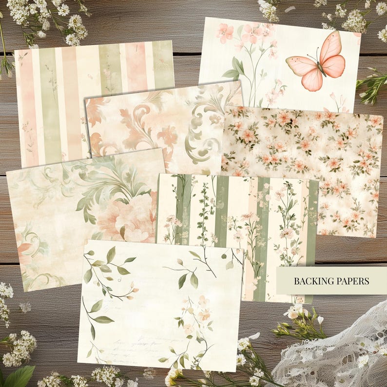 Spring Garden Printable Folio Kit – Vintage Floral Junk Journal Folio ...