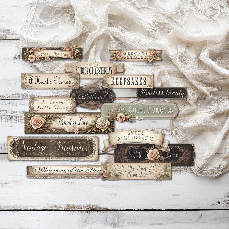 Digital Shabby Chic Loaded Pocket Tags – Vintage Floral Ephemera ...