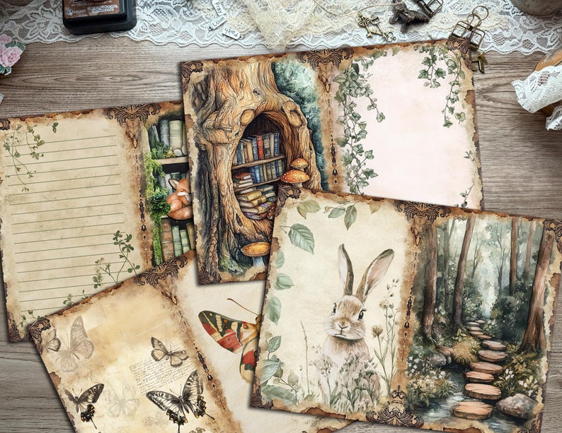 Woodland Junk Journal Pages – Vintage Forest Animals, Nature Prints ...