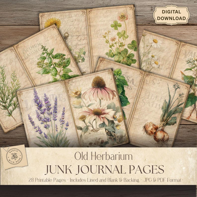Junk Journal Kit Nature – Vintage Botanical Printable Pages for ...