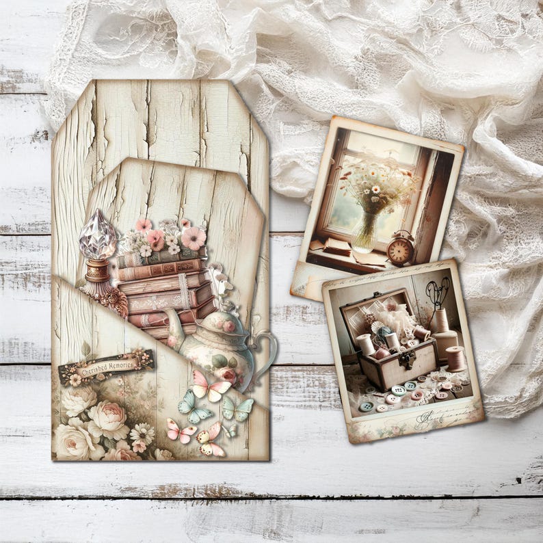 Digital Shabby Chic Loaded Pocket Tags – Vintage Floral Ephemera ...