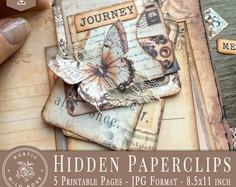 Vintage Coffee Hidden Paperclip Kit – Printable Junk Journal Embellishments – Rustic Cafe Digital Ephemera for Paper Crafts