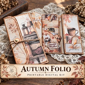 Rustic Autumn Folio Kit – Vintage Junk Journal Pages (Digital Download)