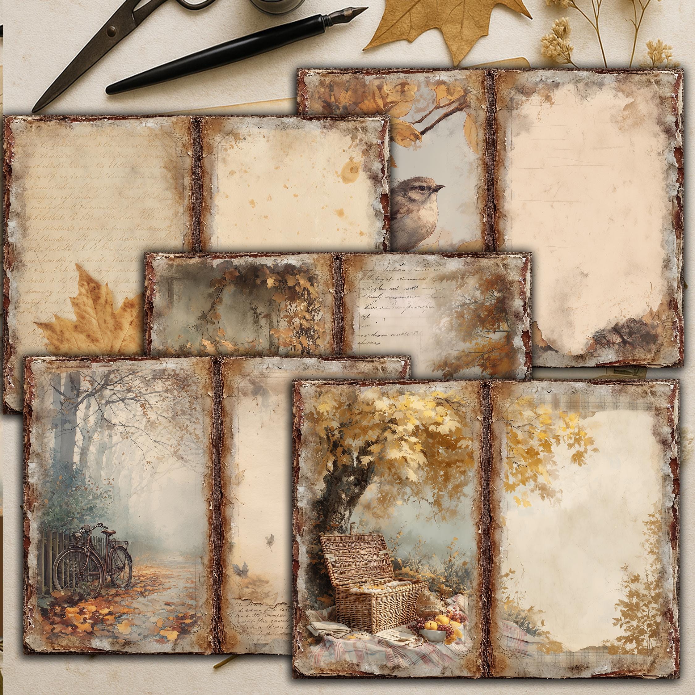 Digital Autumn Junk Journal Pages, 20 Printable | Rustic Fall for ...