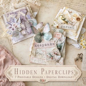 Vintage Hidden Paperclip Kit – Printable Junk Journal Embellishments – Digital Ephemera for Scrapbooking & Paper Crafts