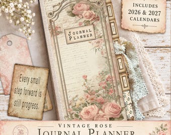 Vintage Rose Junk Journal Kit | Printable Pages and Ephemera | Digital Download for Scrapbooking and Creative Planning