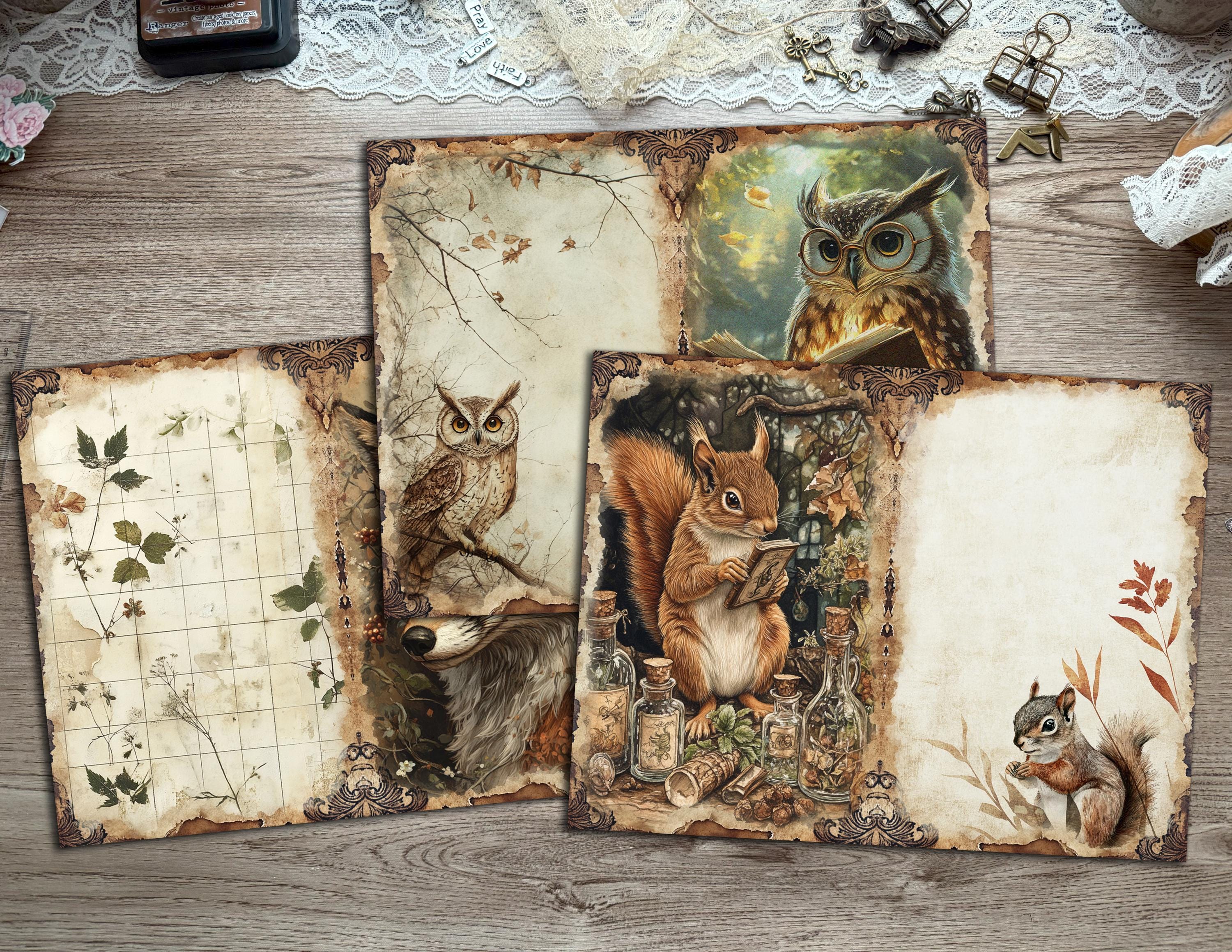 Woodland Junk Journal Pages – Vintage Forest Animals, Nature Prints ...