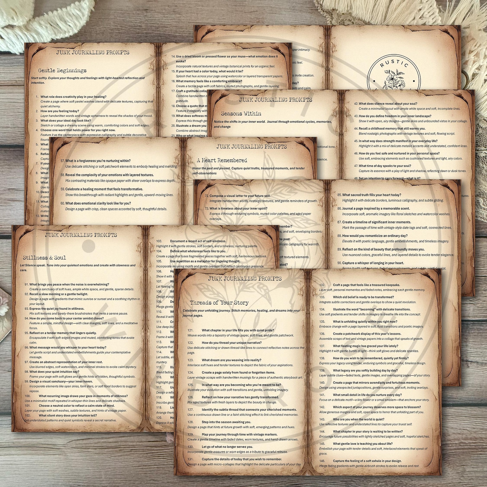 150 Junk Journal Prompts | Printable Digital Journal With Creative Writing &amp; Art Prompts | DIY ...