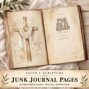 Junk Journal Kit Scripture Themed, Vintage Printable Christian Bible Verse Pages, Ephemera Set for Crafting, Faith Journal