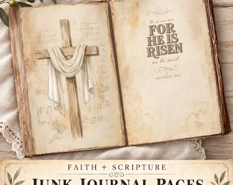 Junk Journal Kit Scripture Themed, Vintage Printable Christian Bible Verse Pages, Ephemera Set for Crafting, Faith Journal